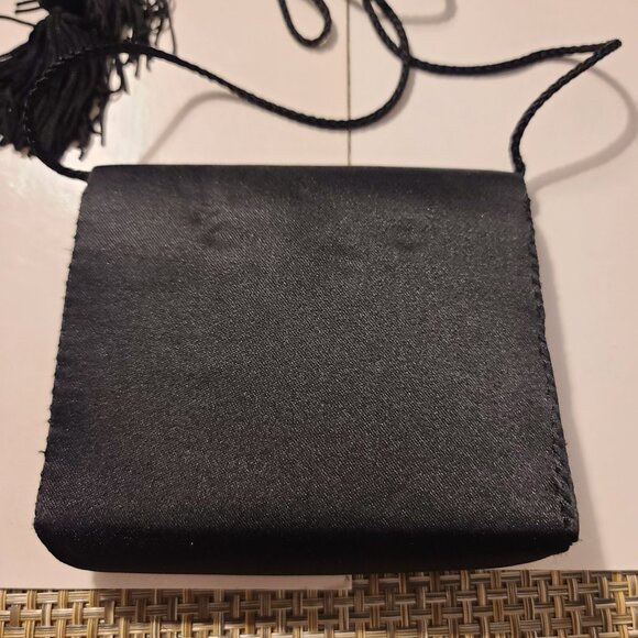 Vintage La Regale Small Black Satin Bag - Picture 3 of 4